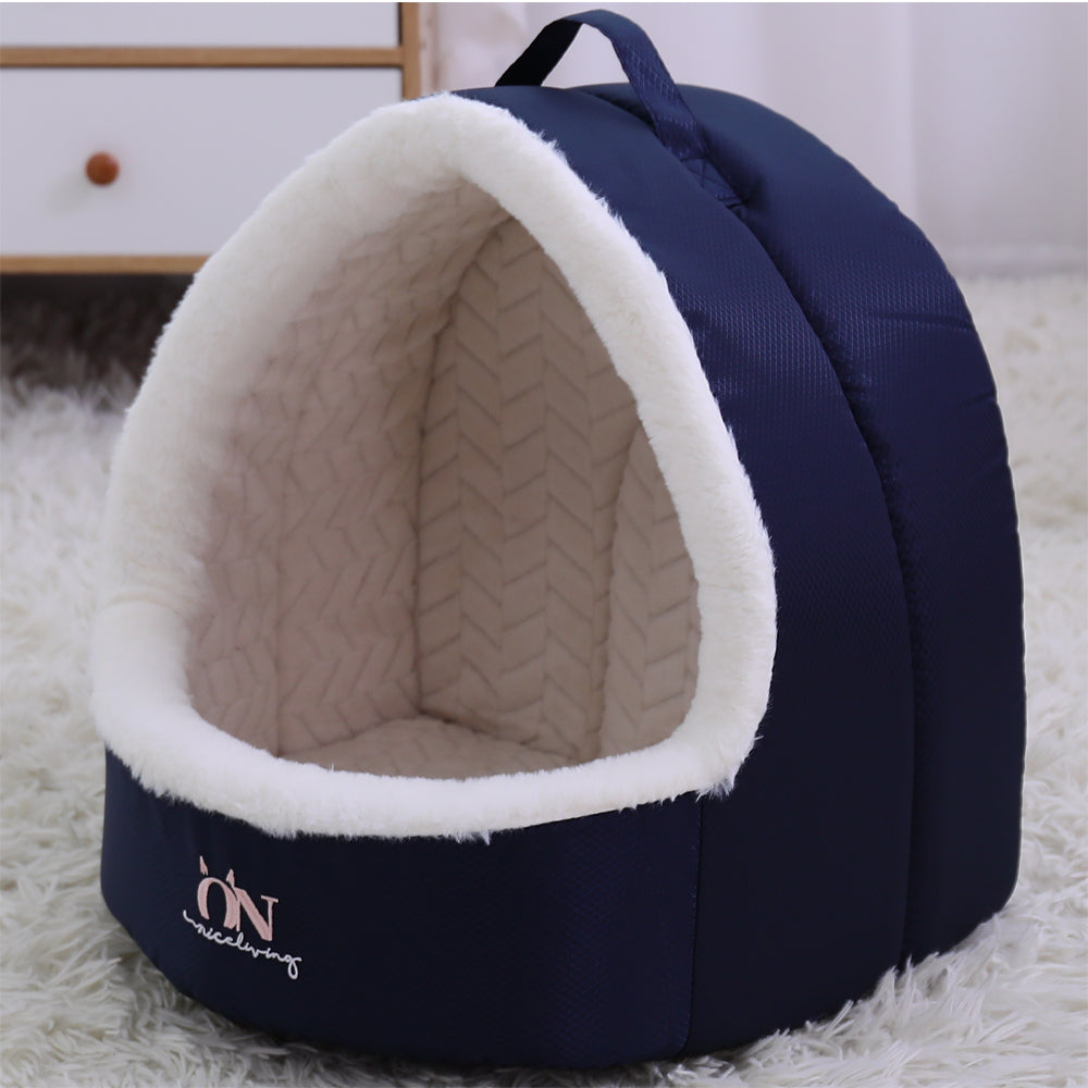 Plush Enclosed Pet Nest Bed for Cats & Small Dogs